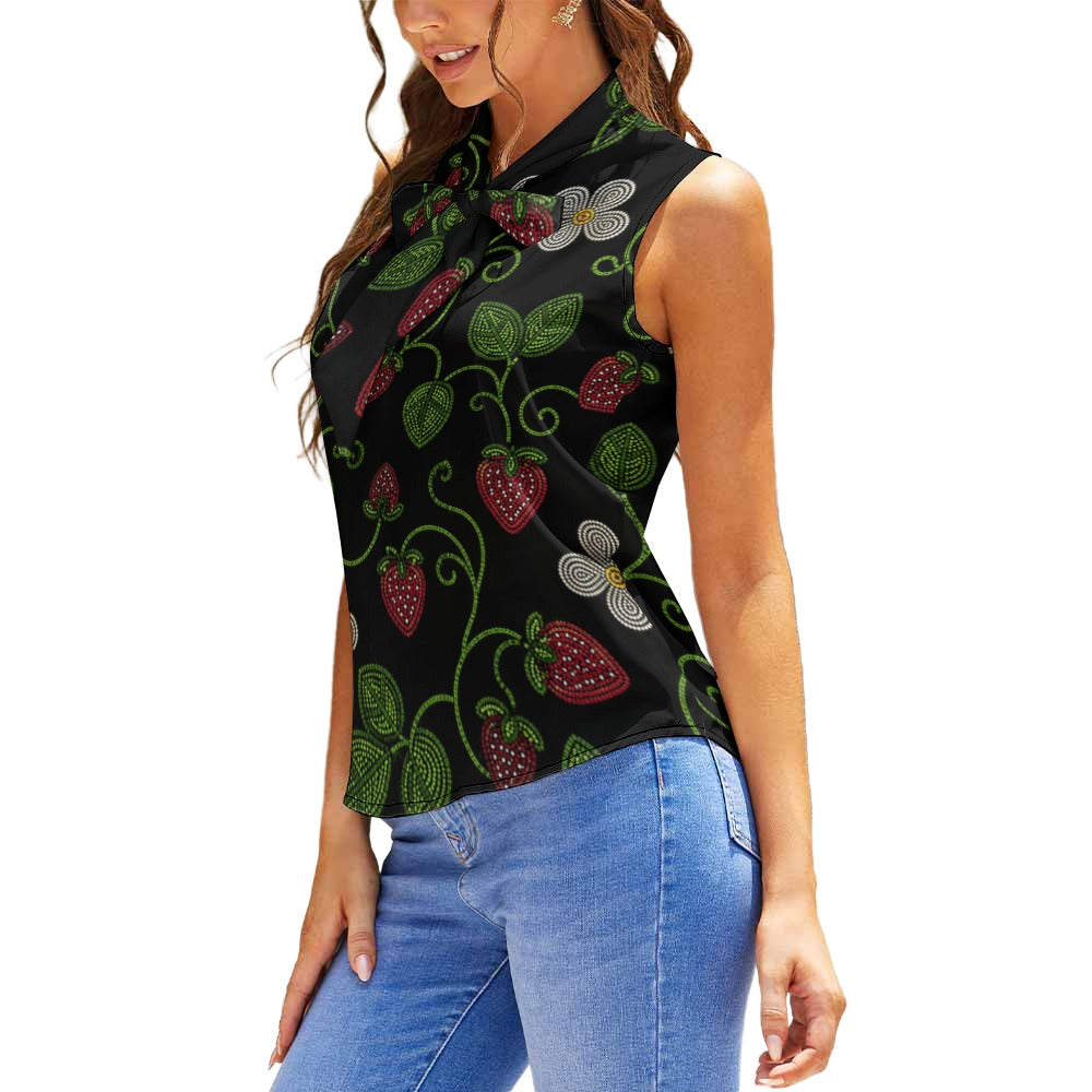 Wild Strawberry Sleeveless Tie Front Top