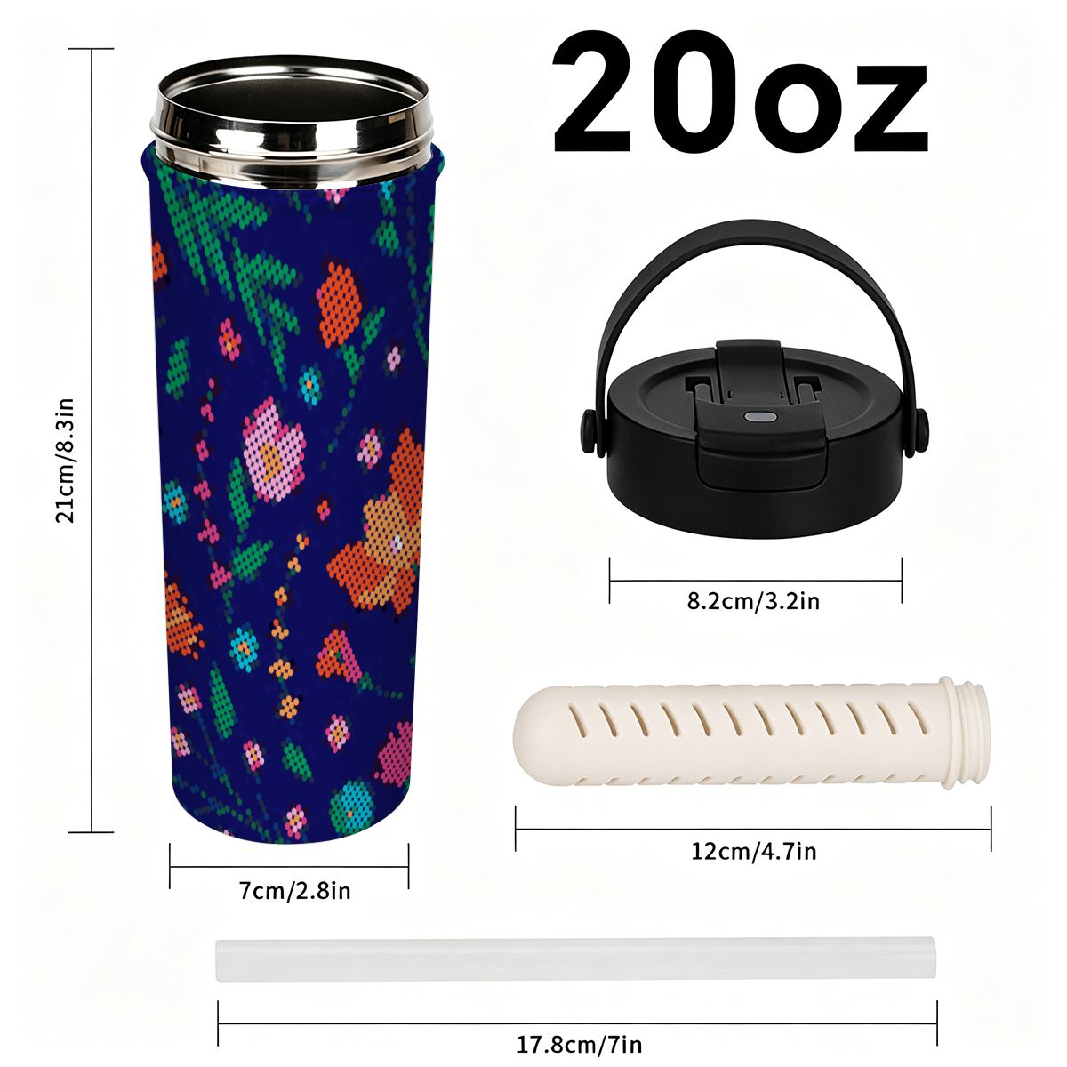 Métis Floral Dotted Tea Infuser Tumbler – 20 oz