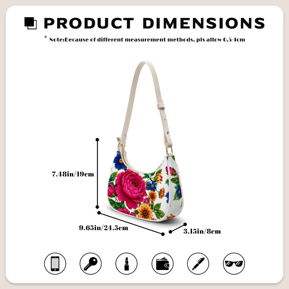 Snow Kokum Floral Crescent Shoulder Bag