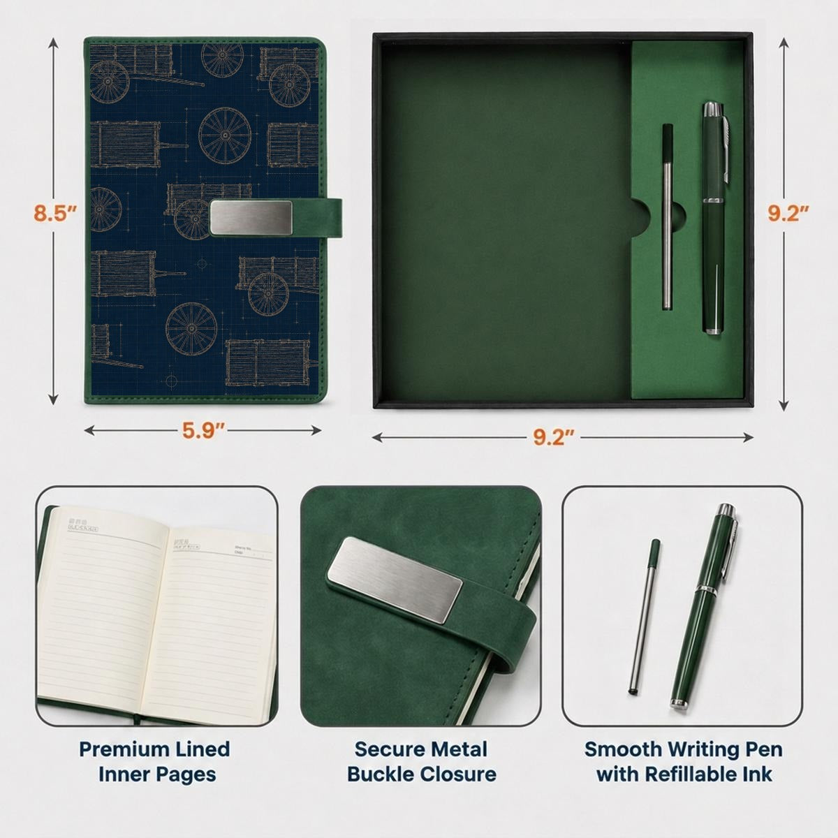 Red River Cart Blueprint Notebook Set