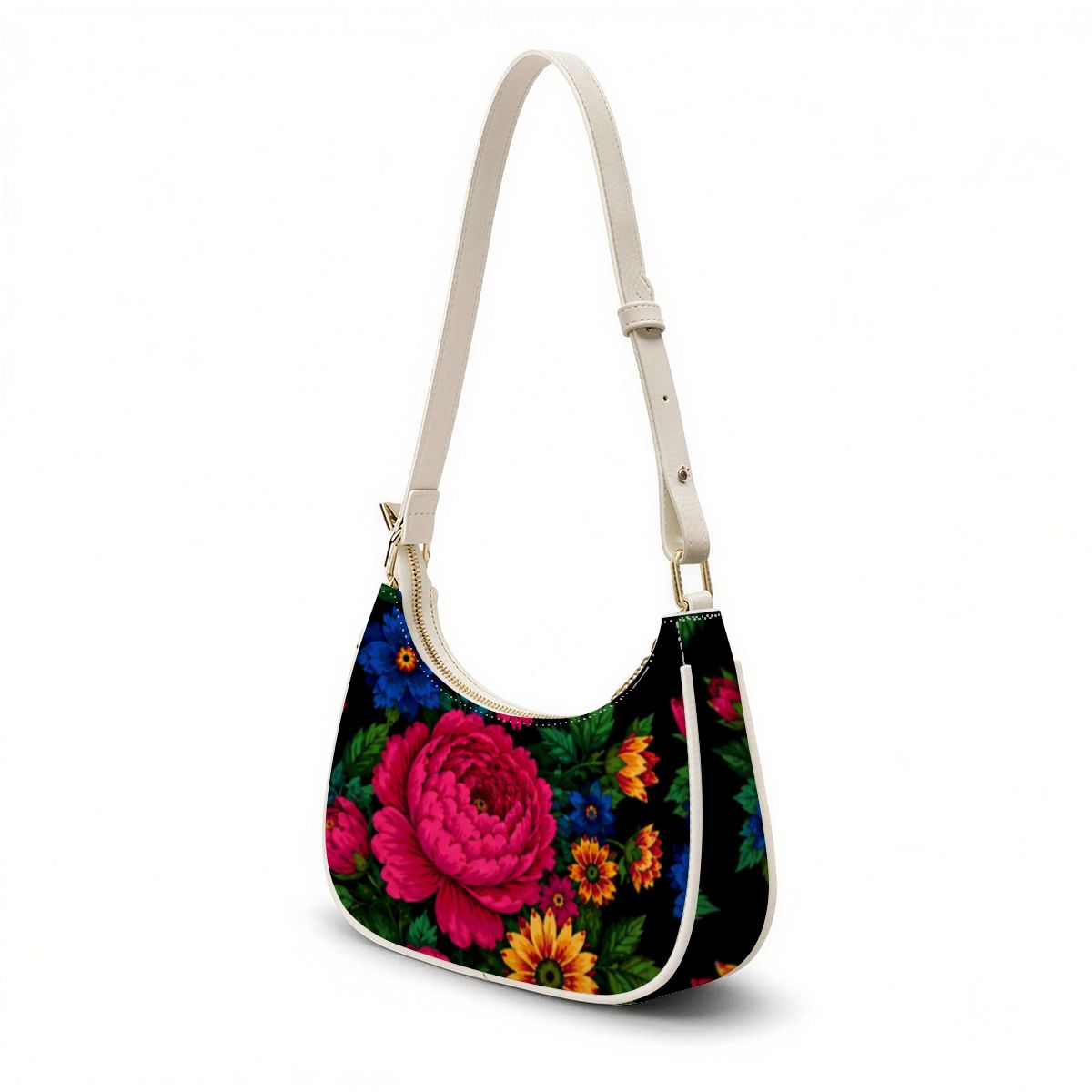 Midnight Kokum Floral Crescent Shoulder Bag