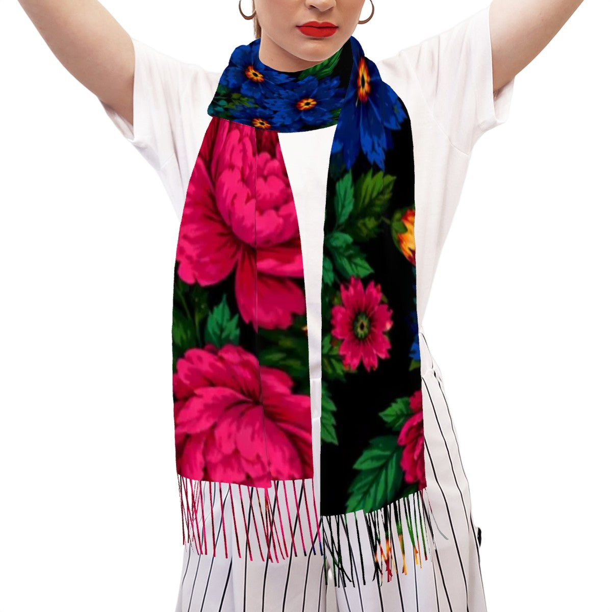 Midnight Kokum Floral Infinity Scarf