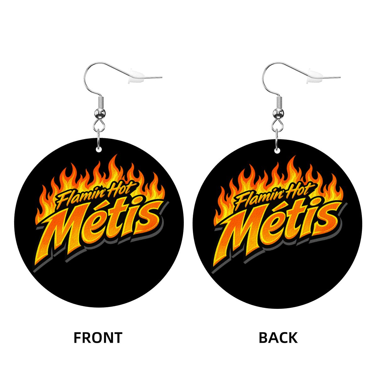 Flamin' Hot Métis Round Leather Earrings