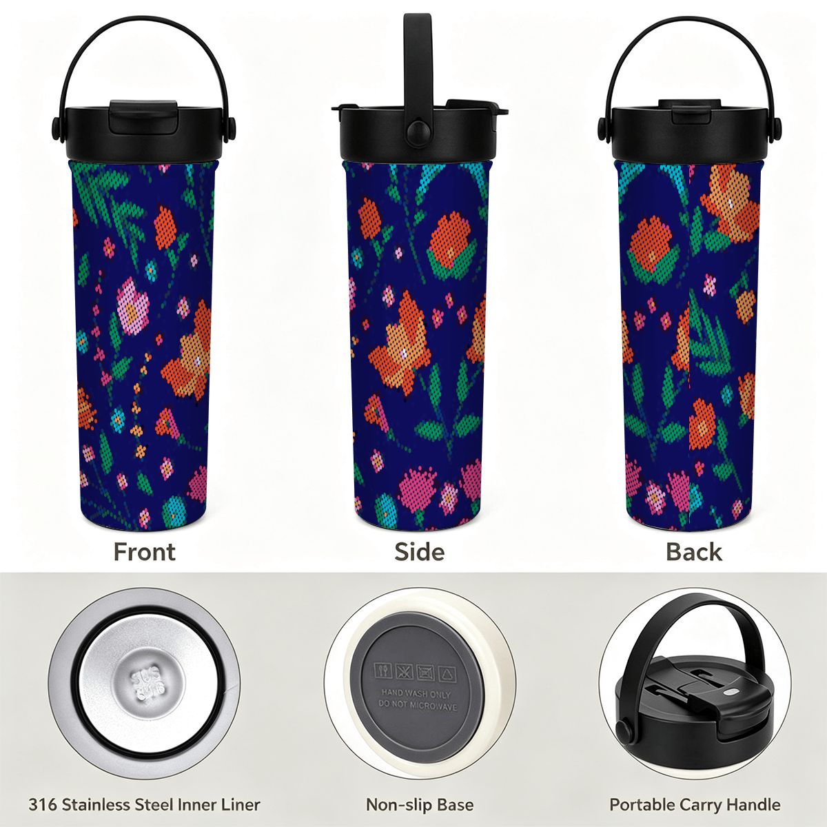Métis Floral Dotted Tea Infuser Tumbler – 20 oz