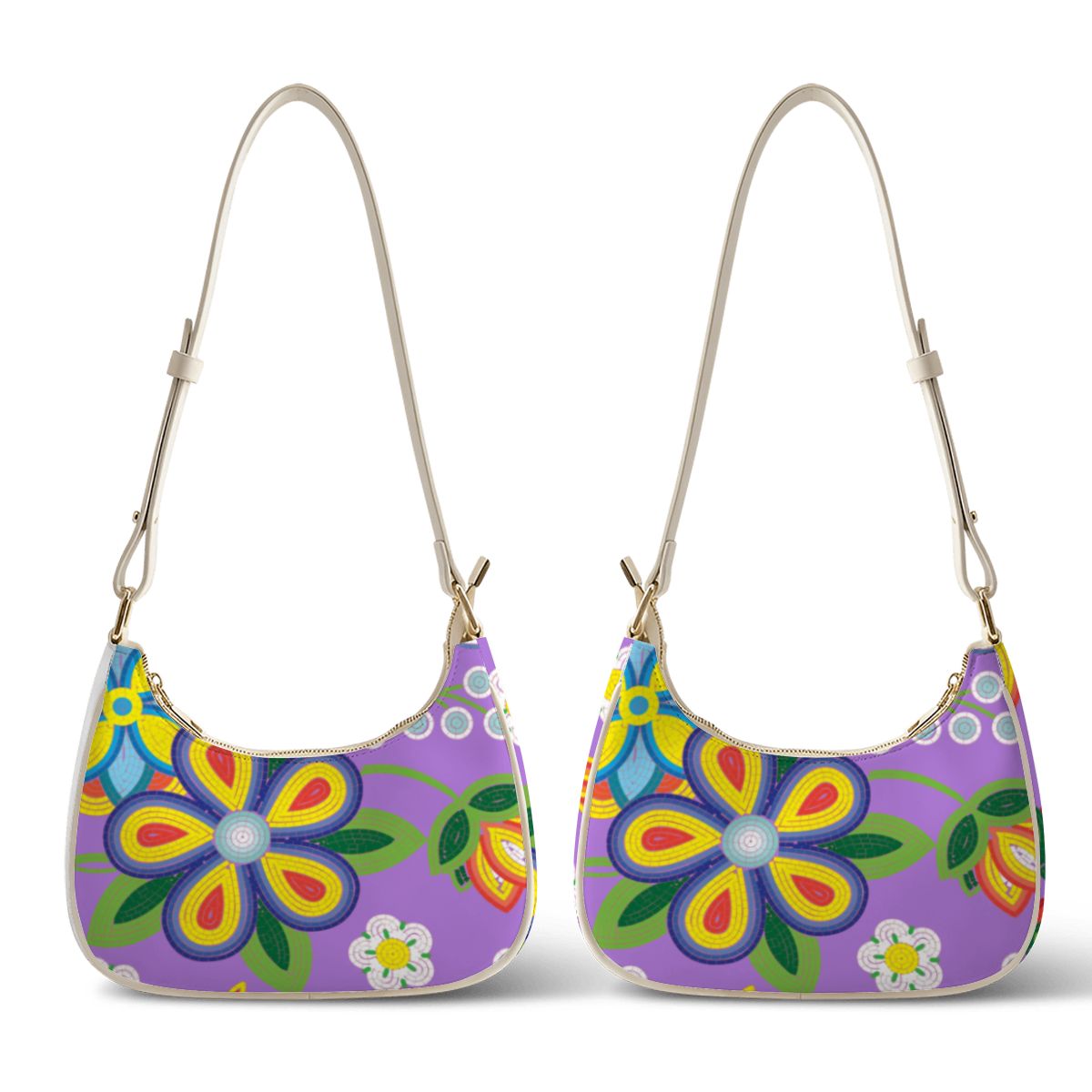 Lavender Meadow Crescent Shoulder Bag