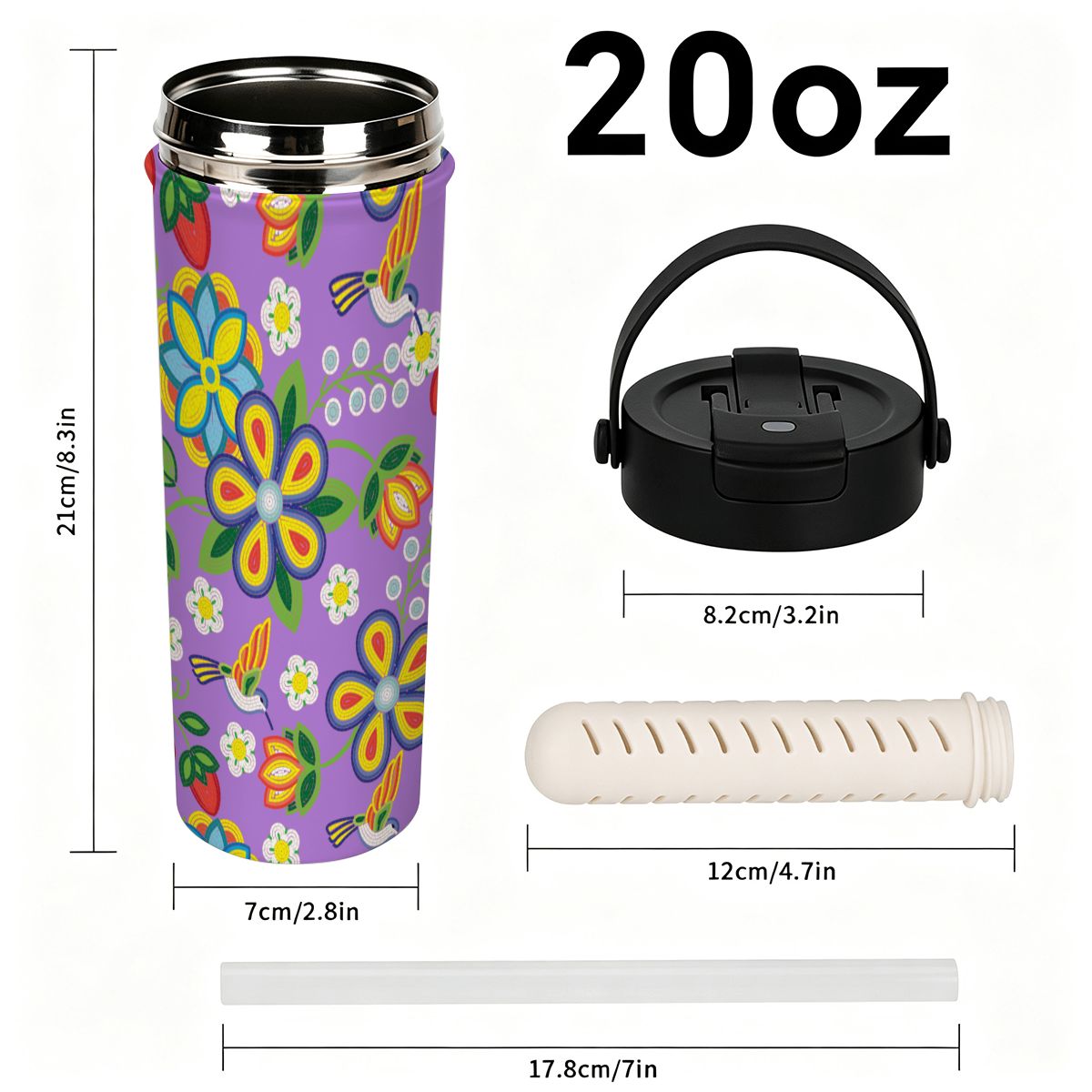 Lavender Meadow Tea Infuser Tumbler – 20 oz