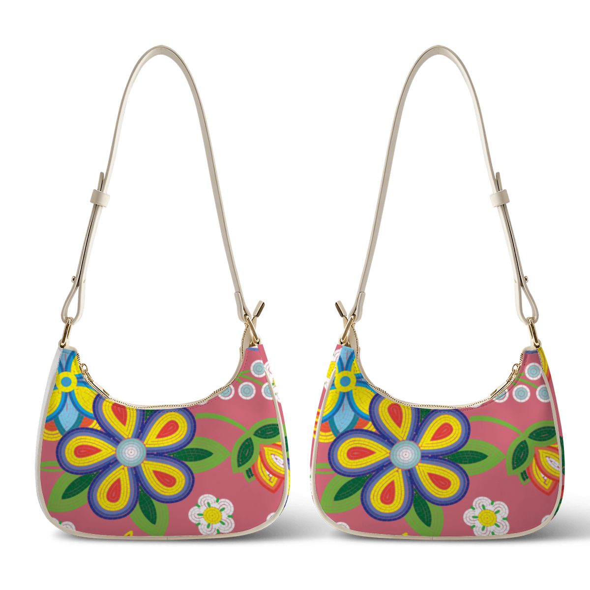 Blush Meadow Crescent Shoulder Bag