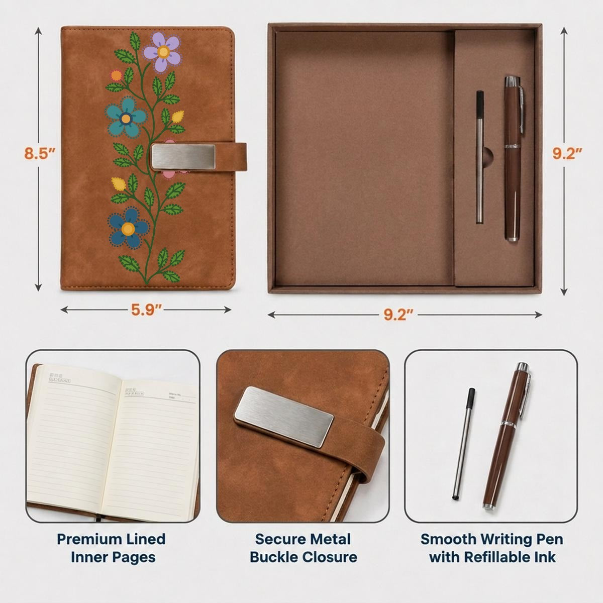 Métis Floral Vine Notebook Set