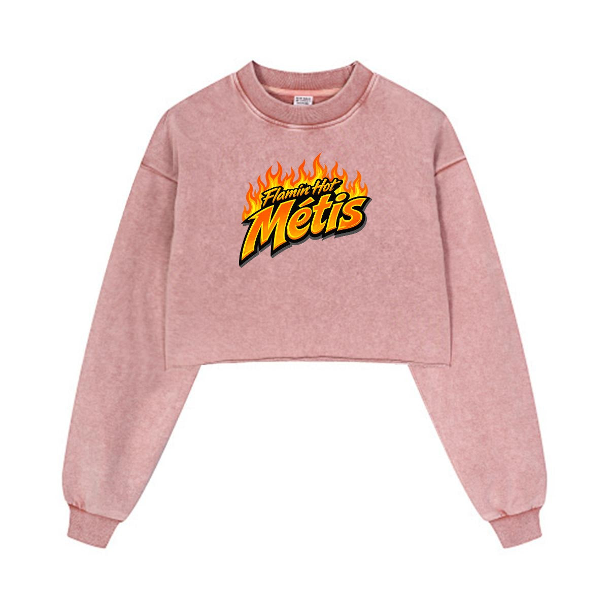 Flamin' Hot Métis Cropped Distressed Sweatshirt