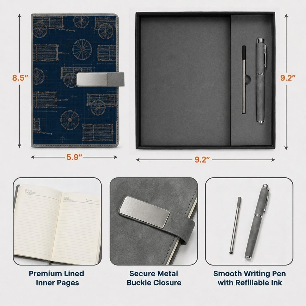 Red River Cart Blueprint Notebook Set