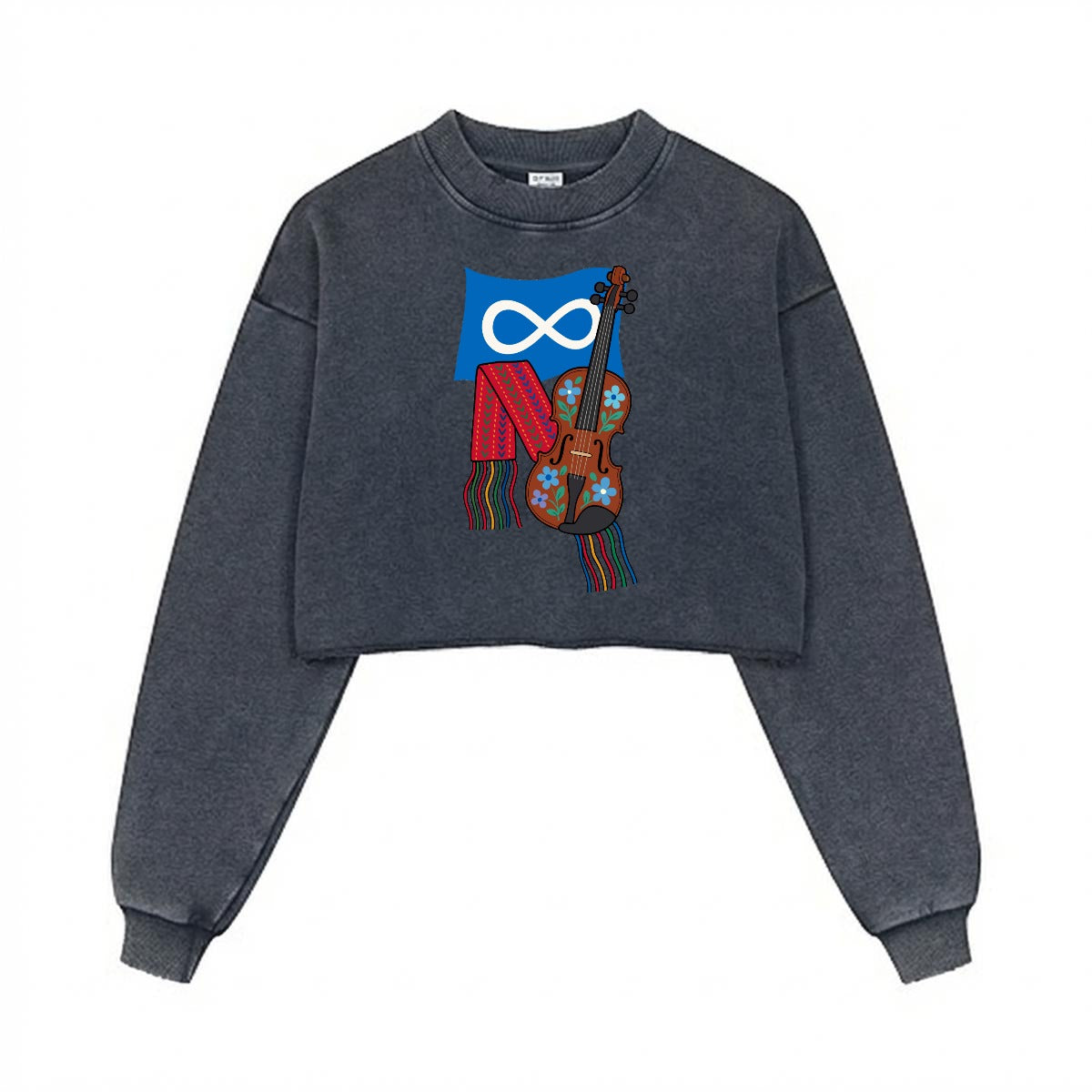 Métis Fiddle Cropped Distressed Sweatshirt