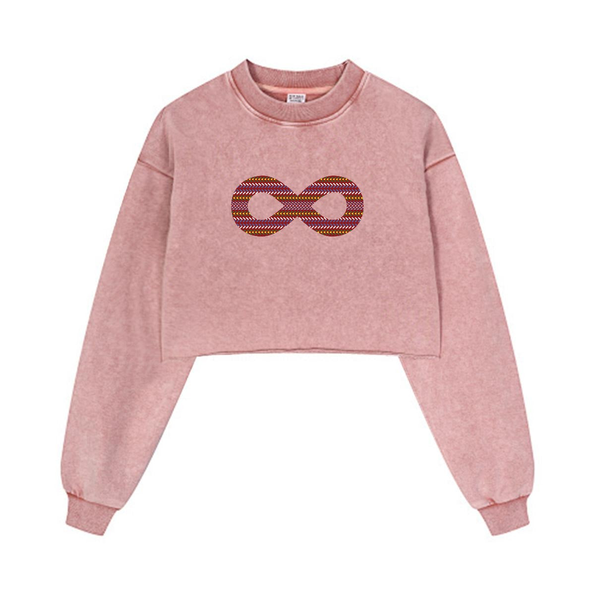 Infinity Sash Cropped Distressed Sweatshirt