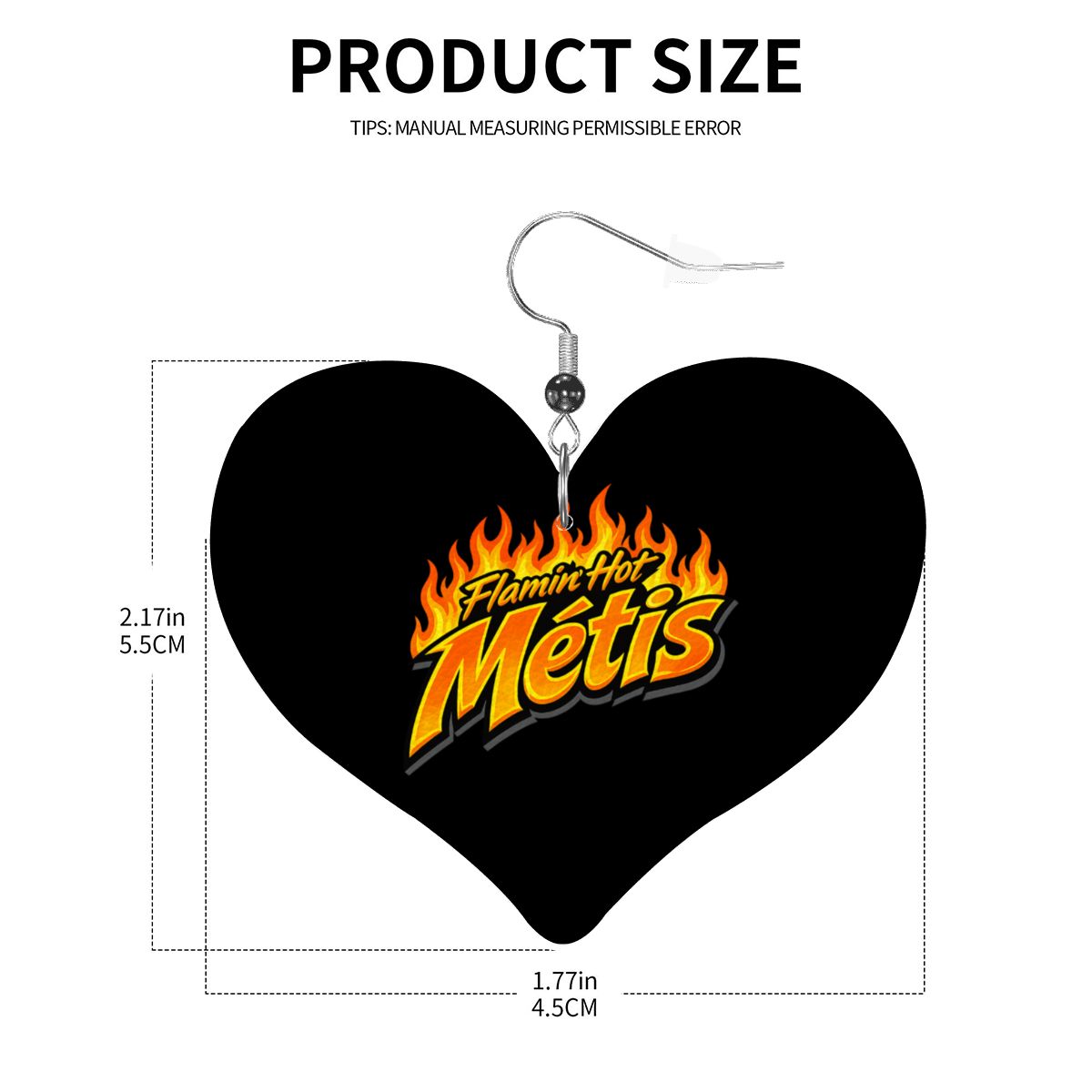 Flamin' Hot Métis Heart Leather Earrings