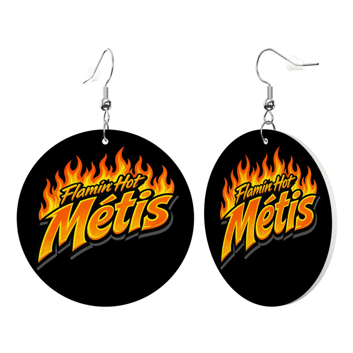 Flamin' Hot Métis Round Leather Earrings