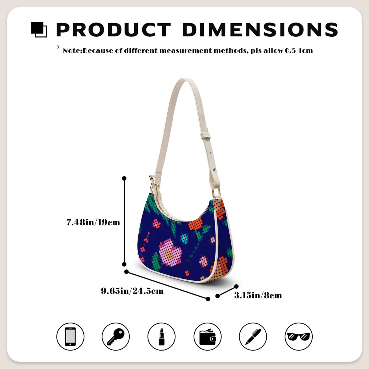 Métis Dotted Floral Crescent Shoulder Bag
