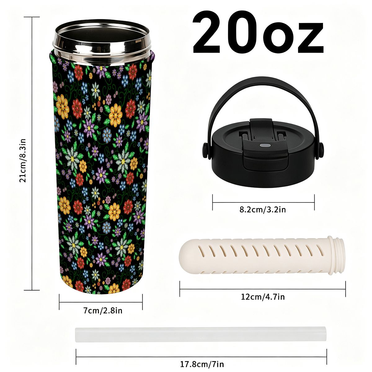 Prairie Garden Tea Infuser Tumbler – 20 oz