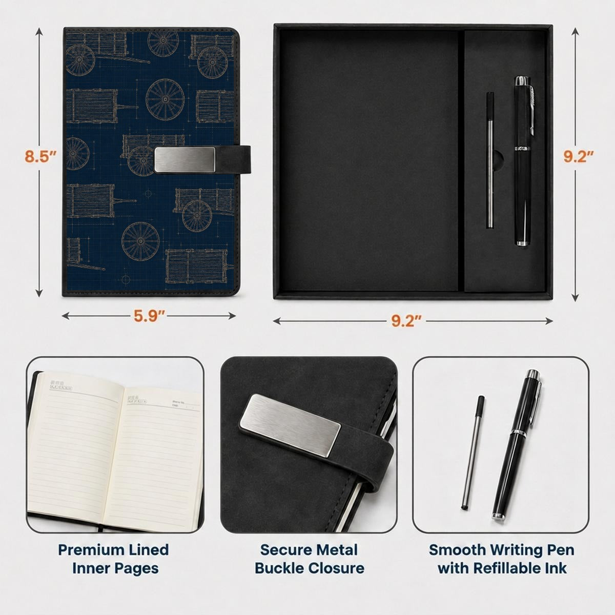 Red River Cart Blueprint Notebook Set