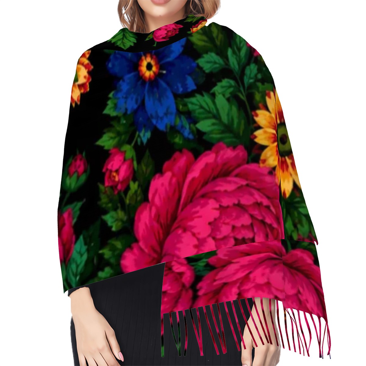 Midnight Kokum Floral Infinity Scarf