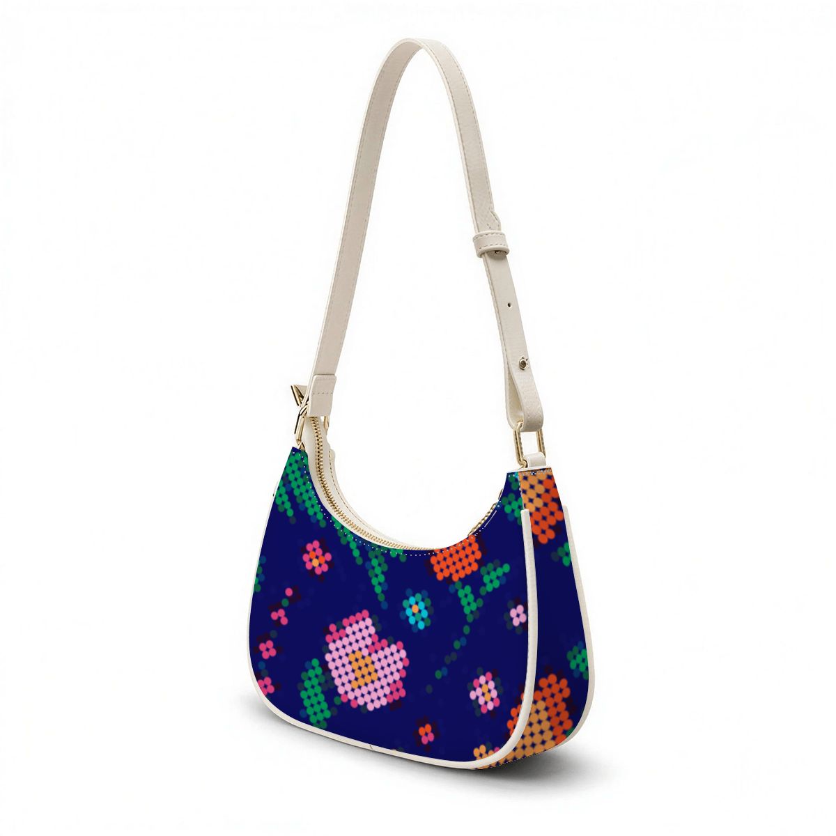 Métis Dotted Floral Crescent Shoulder Bag