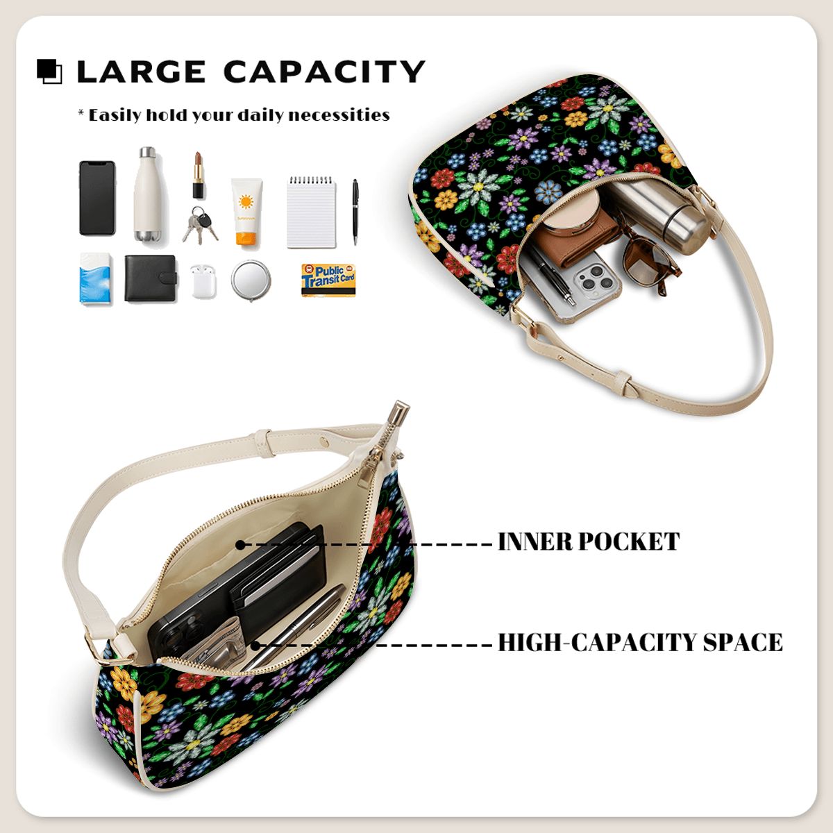 Prairie Garden Crescent Shoulder Bag