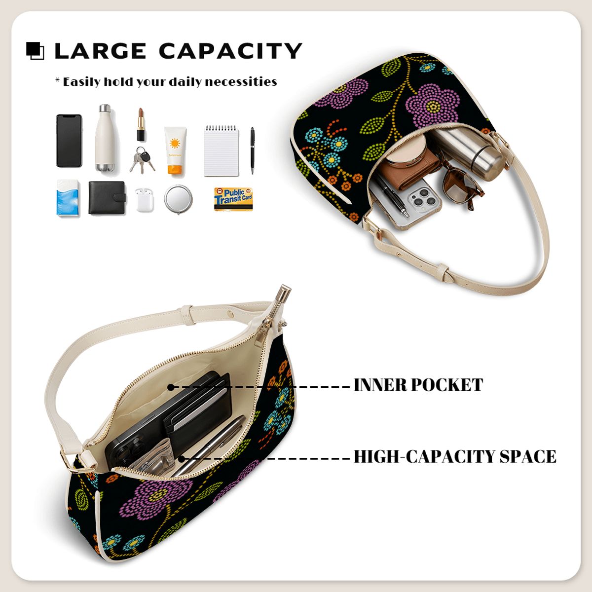 Prairie Bloom Crescent Shoulder Bag