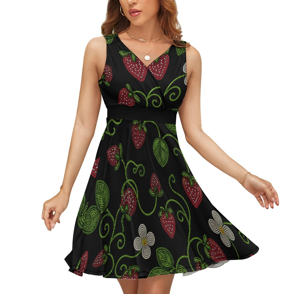 Wild Strawberry V Neck Dress