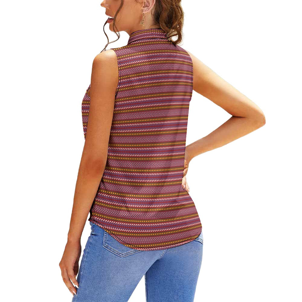 Métis Sash Print Sleeveless Tie Front Top