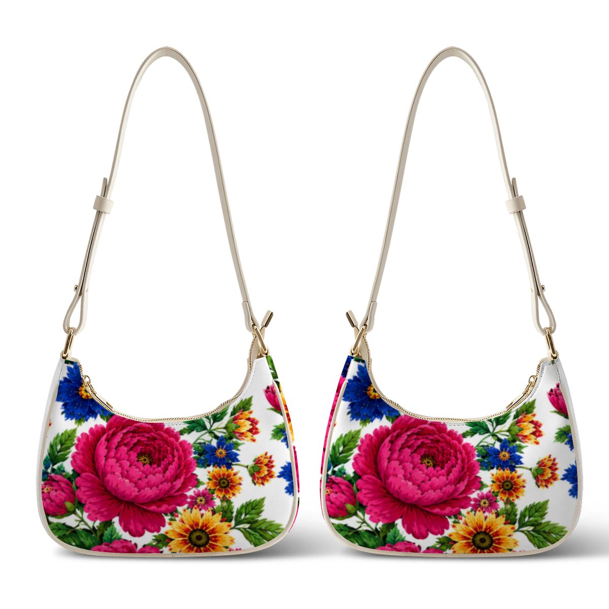 Snow Kokum Floral Crescent Shoulder Bag