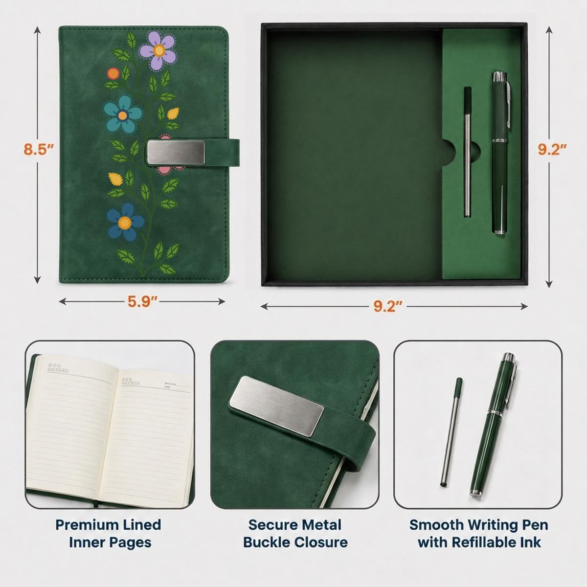 Métis Floral Vine Notebook Set
