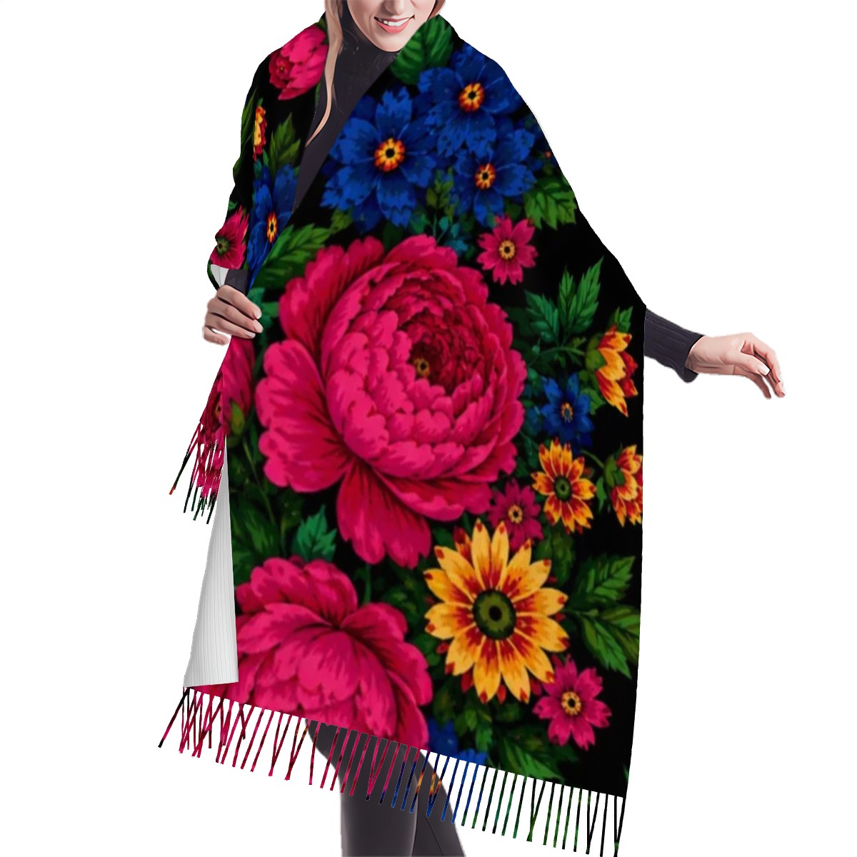 Midnight Kokum Floral Infinity Scarf