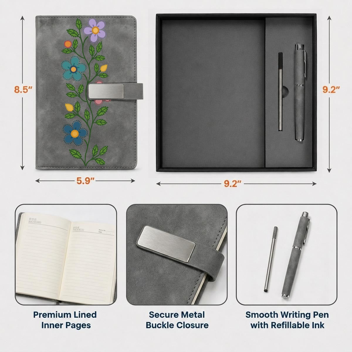 Métis Floral Vine Notebook Set