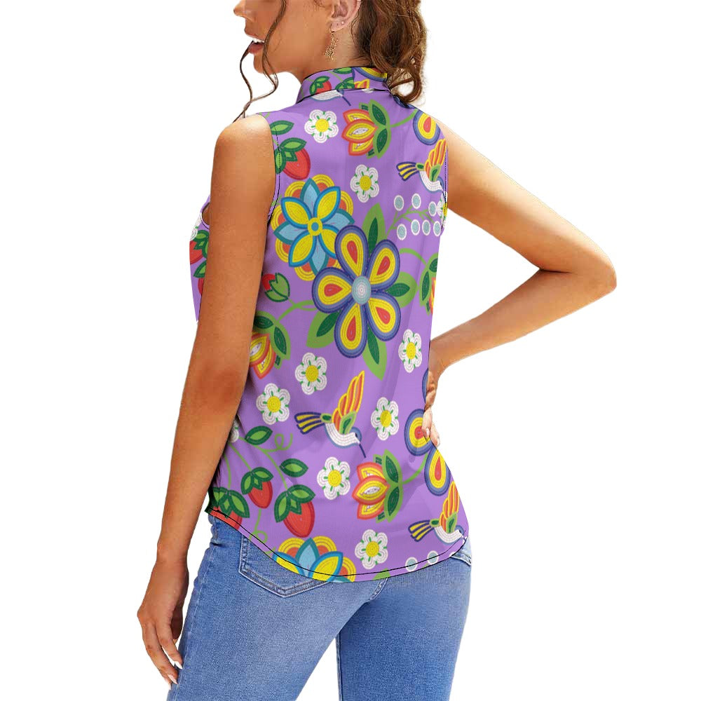 Lavender Meadow Sleeveless Tie Front Top
