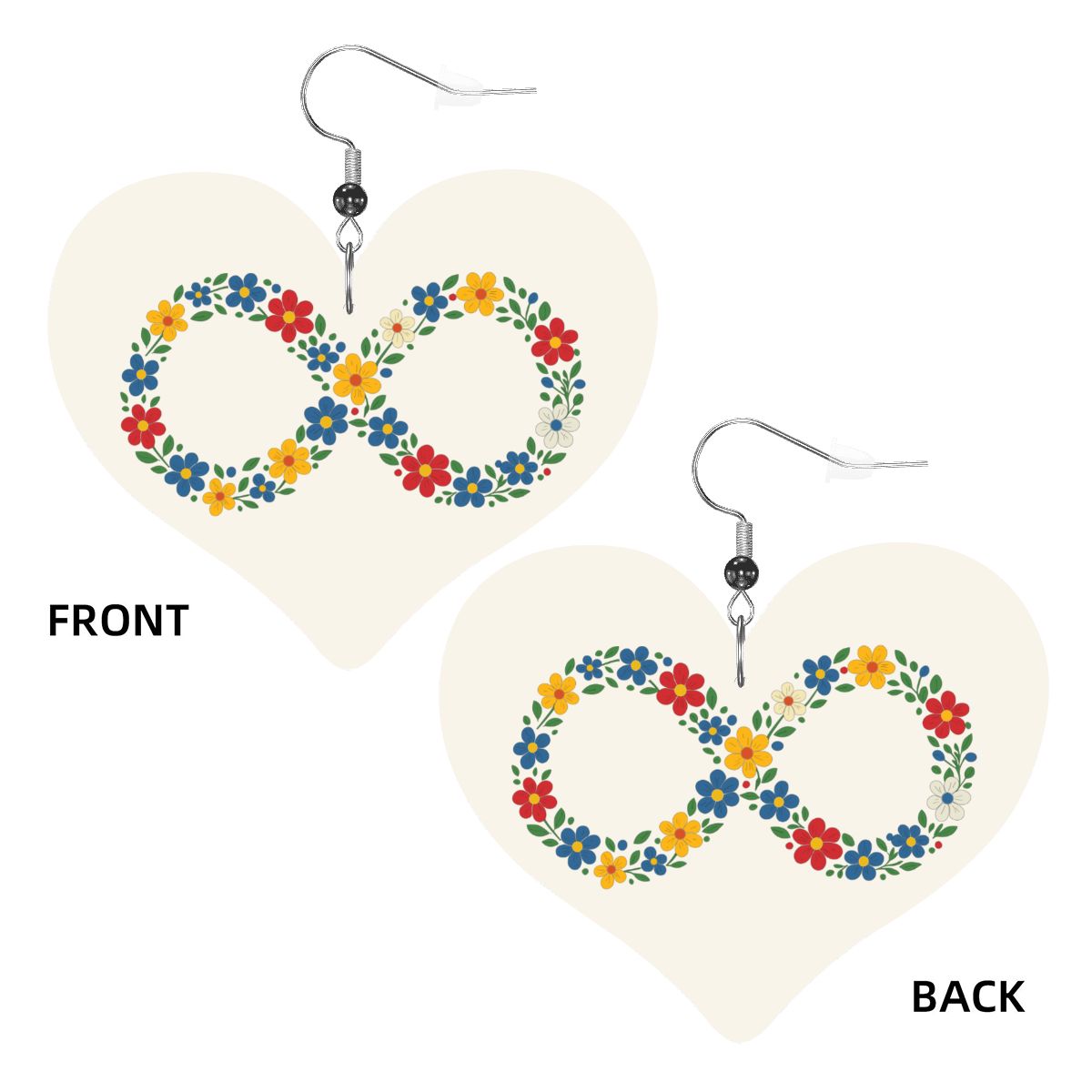 Métis Floral Infinity Heart Leather Earrings