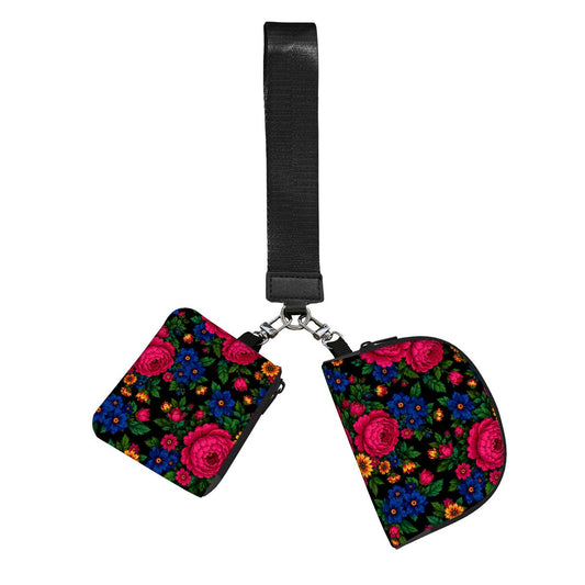 Midnight Kokum Floral Dual Pouch Wristlet Wallet