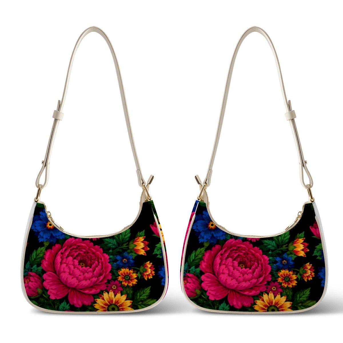 Midnight Kokum Floral Crescent Shoulder Bag