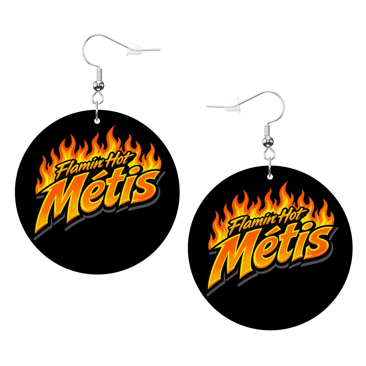 Flamin' Hot Métis Round Leather Earrings