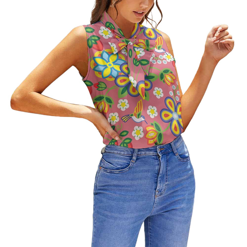 Blush Meadow Sleeveless Tie Front Top
