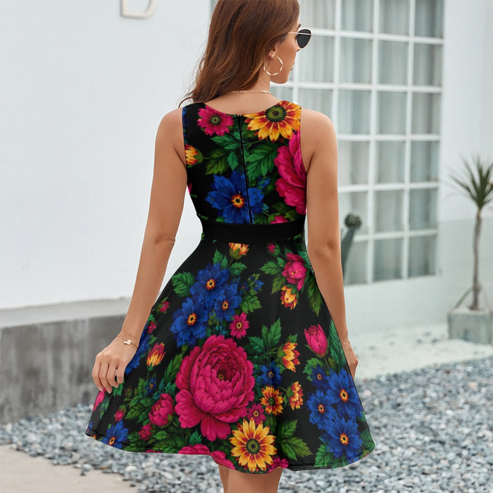 Midnight Kokum Floral V Neck Dress