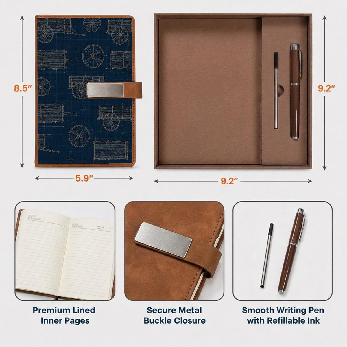 Red River Cart Blueprint Notebook Set