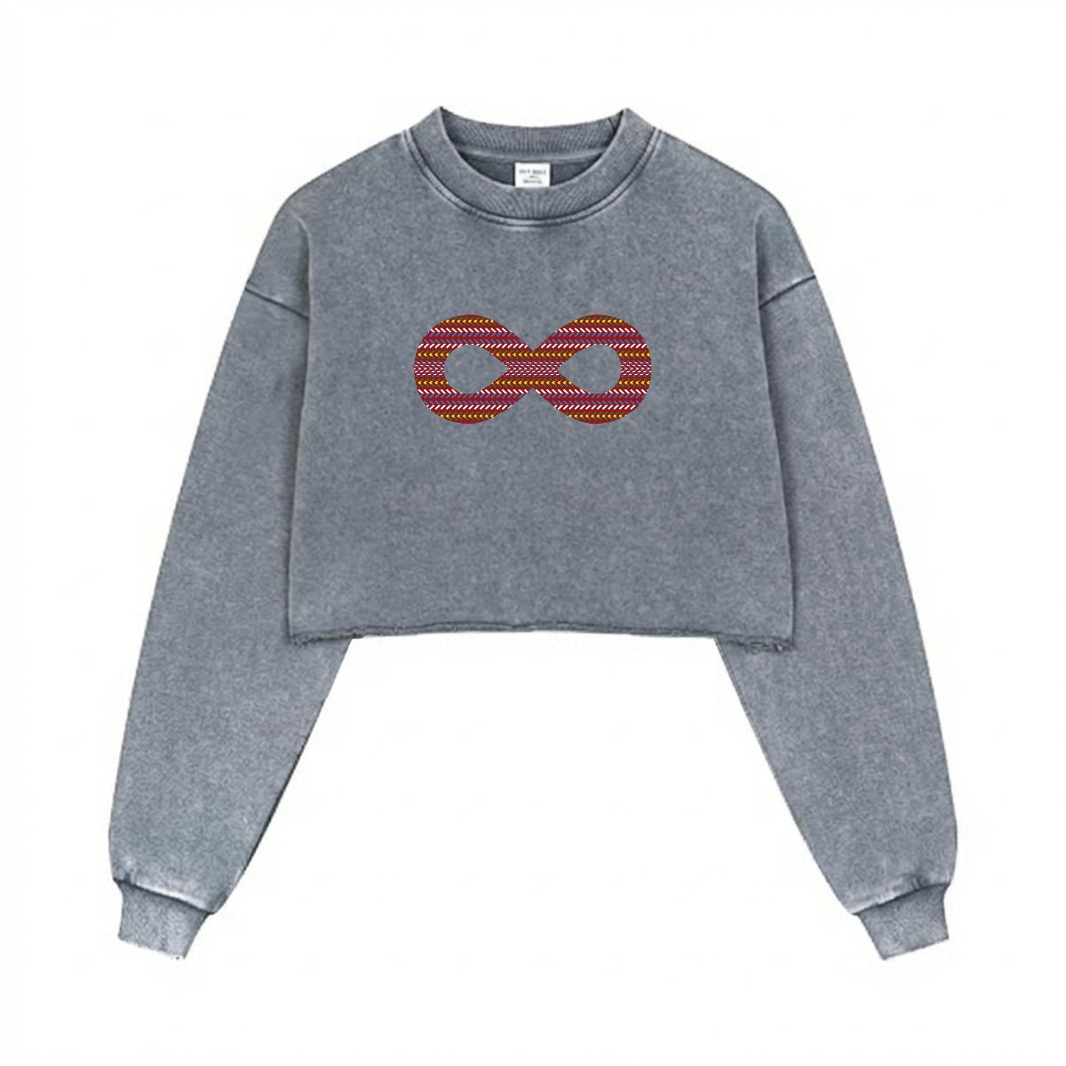 Infinity Sash Cropped Distressed Sweatshirt