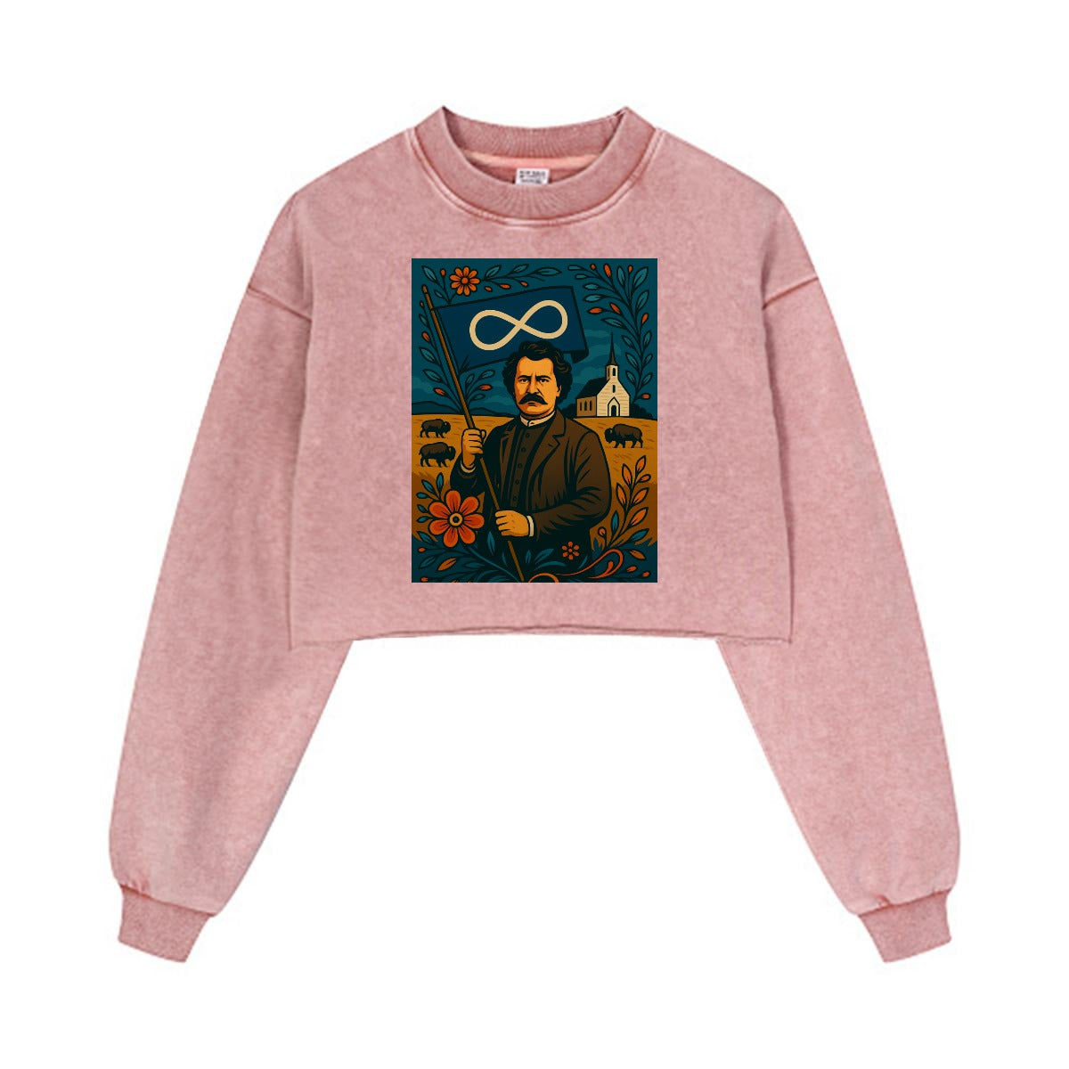 Louis Riel Cropped Distressed Sweatshirt