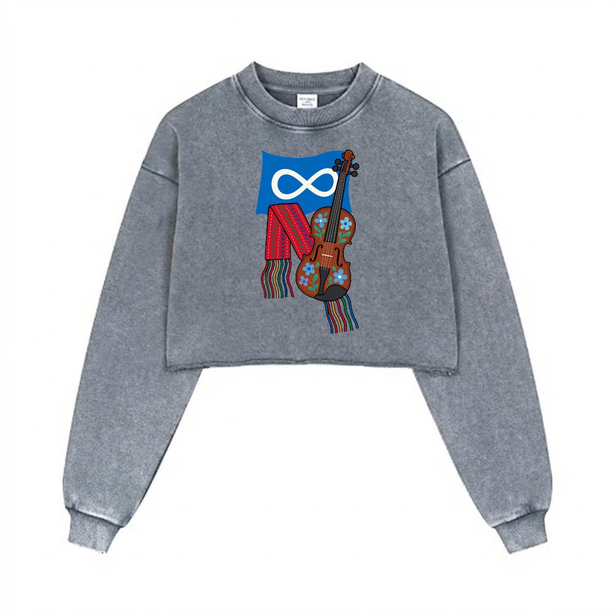 Métis Fiddle Cropped Distressed Sweatshirt