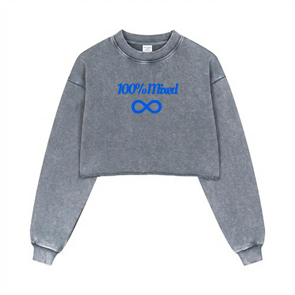 100% Mixed Infinity Cropped Distressed Sweatshirt