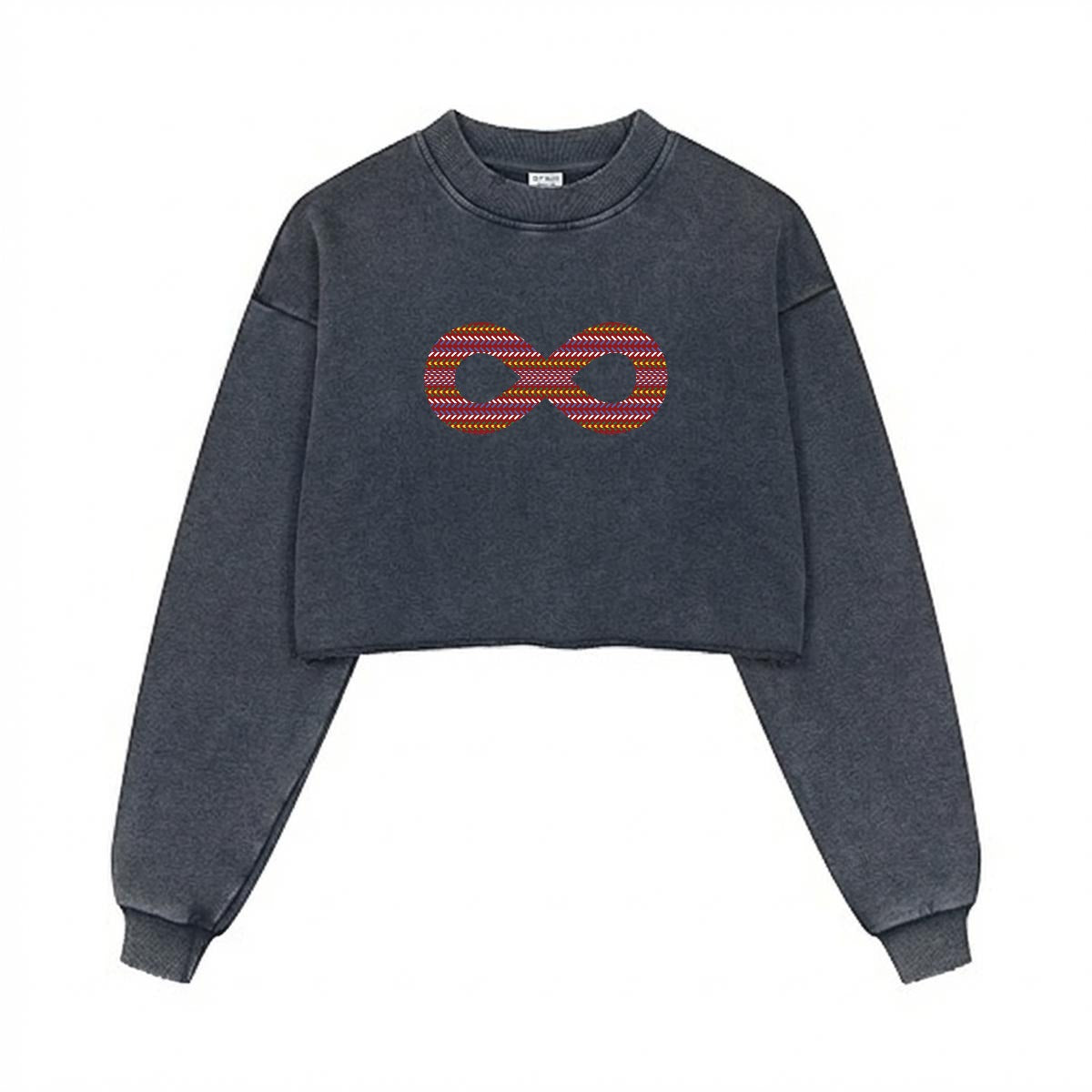 Infinity Sash Cropped Distressed Sweatshirt
